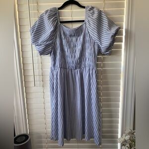 LuLaRoe Striped Puff Sleeve Midi Dress